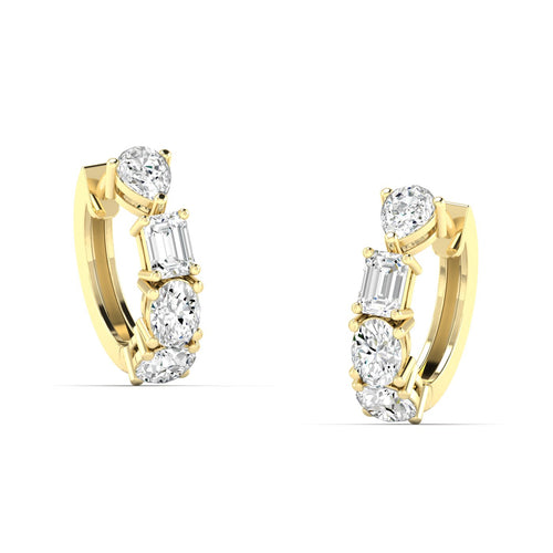 14 Karat Lab Grown Multi-Shape Huggy Earrings (2.00 Total Carat Weight F+ Color-VS+ Clarity)