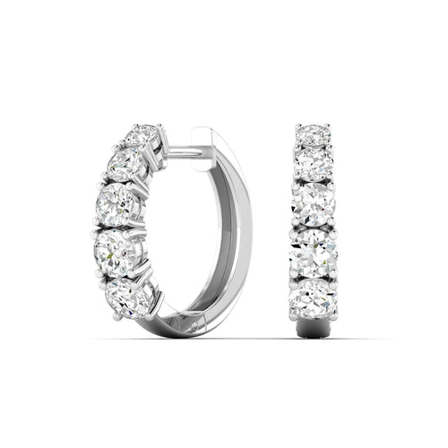 Lab Grown Graduated Round Diamond Huggy Earrings (2.00 Total Carat Weight F+Color-VS+Clarity)