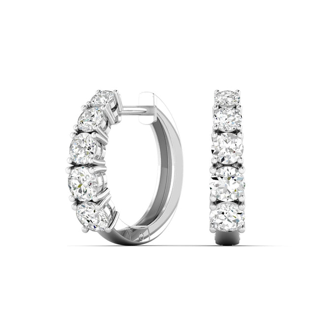 Lab Grown Graduated Round Diamond Huggy Earrings (2.00 Total Carat Weight F+Color-VS+Clarity)