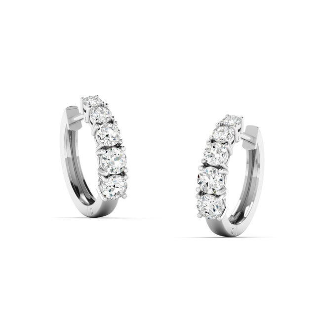 Lab Grown Graduated Round Diamond Huggy Earrings (2.00 Total Carat Weight F+Color-VS+Clarity)
