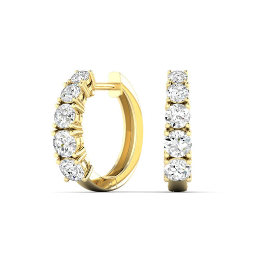 Lab Grown Graduated Round Diamond Huggy Earrings (2.00 Total Carat Weight F+Color-VS+Clarity)