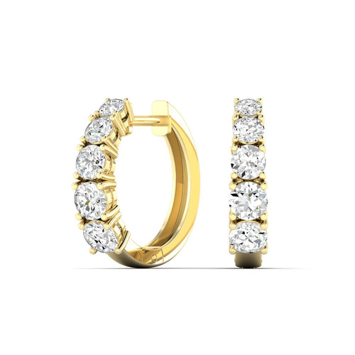 14 Karat Gold Graduated Round Lab Grown Diamond Huggy Earrings (2.00 Total Carat Weight F+Color-VS+Clarity)