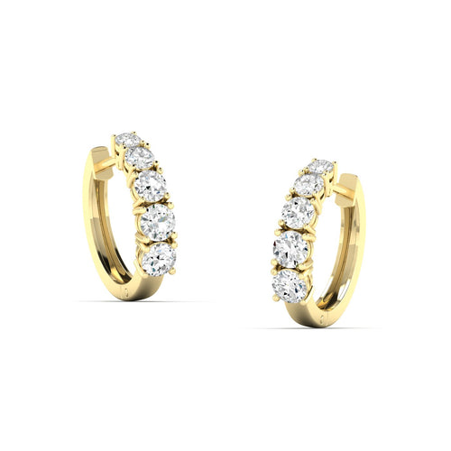 Lab Grown Graduated Round Diamond Huggy Earrings (2.00 Total Carat Weight F+Color-VS+Clarity)