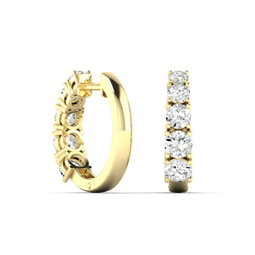 Lab Grown Graduated Round Diamond Huggy Earrings (2.00 Total Carat Weight F+Color-VS+Clarity)