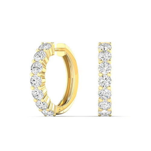 Lab Grown Round Hoop Earrings (F+Color-VS+ Clarity)
