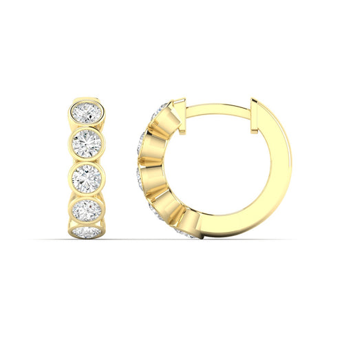 Lab Grown Diamond Huggy Earrings (0.75 TCW F+ Color+ VS+Clarity)
