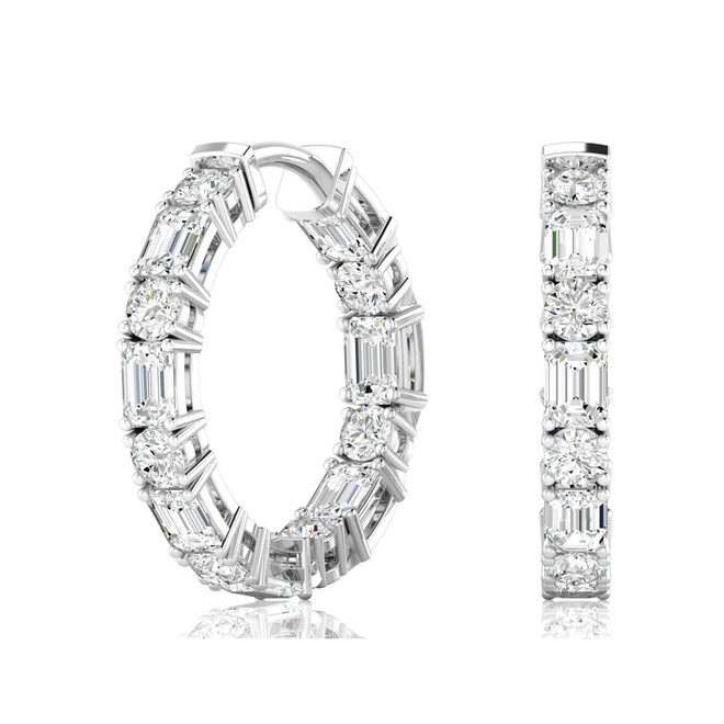 14 Karat Lab Grown Diamond Earrings Inside Out Earrings (5 Carats Total Weight F+Color VS+Clarity)