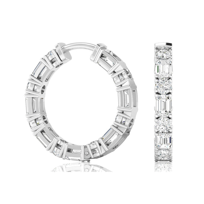 Lab Grown Diamond Earrings Inside-Out Earrings (5 Carats Total Weight F+Color VS+Clarity)