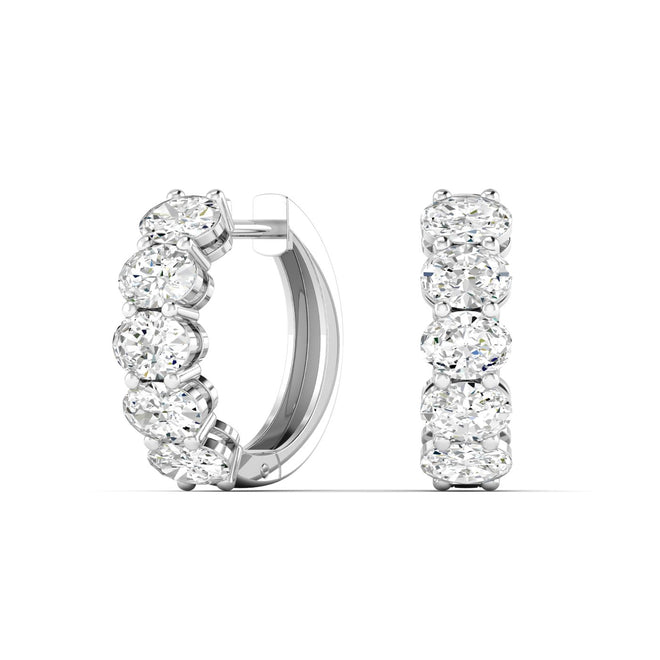 Lab Grown Small Oval  Diamond Hoops (2.00 Carats Total Carat Weight F+Color VS+Clarity)