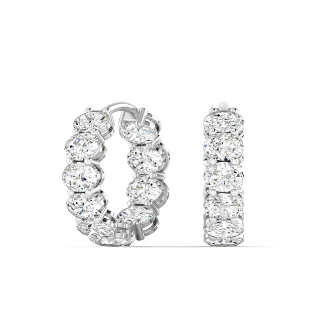 14 Karat Oval Lab Grown Diamond Inside-Out Hoops (4.00 Total Carat Weight F+ Color- VS+ Clarity)