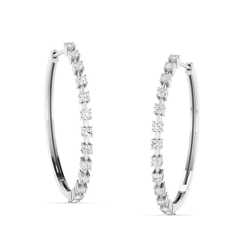 14 Karat Large Lab Grown Diamond Hoop Earrings (1.65 Total carat Weight F+ Color -VS+Clarity)