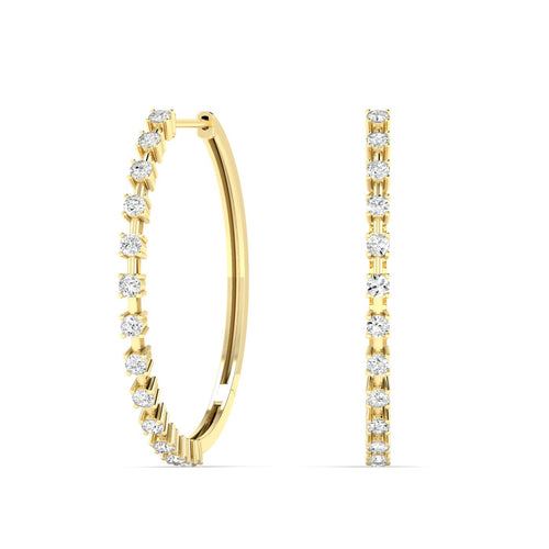 14 Karat Large Lab Grown Diamond Hoop Earrings (1.65 Total carat Weight F+ Color -VS+Clarity)