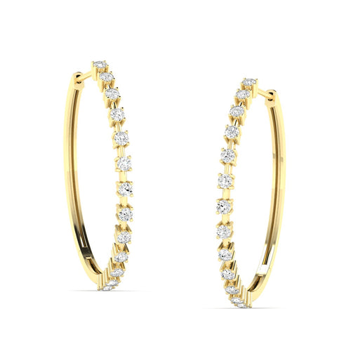 14 Karat Large Lab Grown Diamond Hoop Earrings (1.65 Total carat Weight F+ Color -VS+Clarity)