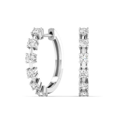 14 Karat Lab Grown Diamond Hoop Earrings (0.75 Total Carat Weight F+ Color-VS+ Clarity)