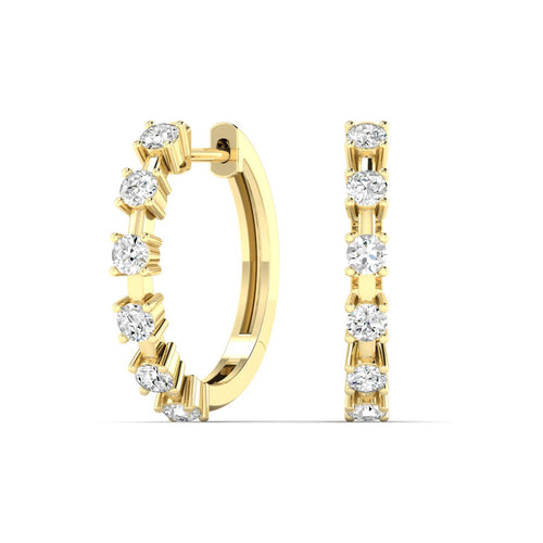 14 Karat Lab Grown Diamond Hoop Earrings (0.75 Total Carat Weight F+ Color-VS+ Clarity)