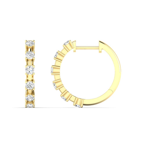 14 Karat Lab Grown Diamond Hoop Earrings (0.75 Total Carat Weight F+ Color-VS+ Clarity)