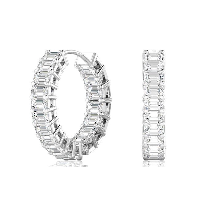 Lab Grown Diamond Emerald-Cut Inside Out Hoops(3.00 Total Carat Weight F+Color VS+Clarity)