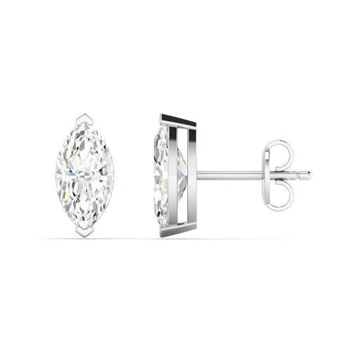 14 Karat Lab Grown Marquise Prong Set Diamond Earring (F+ Color-VS+ Color)