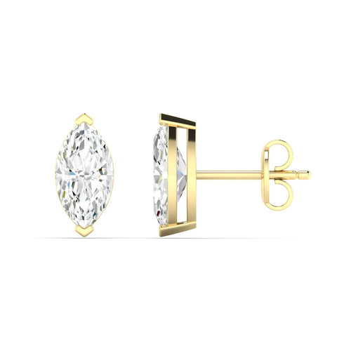 14 Karat Lab Grown Marquise Prong Set Diamond Earring (F+ Color-VS+ Color)