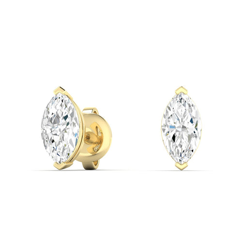14 Karat Lab Grown Marquise Prong Set Diamond Earring (F+ Color-VS+ Color)