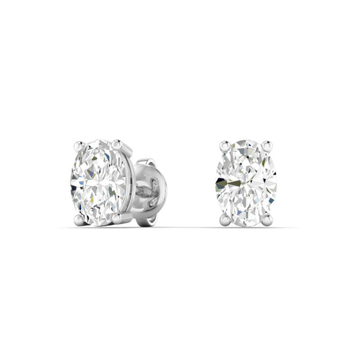14 Karat Lab Grown Oval 4 Prong Earrings (F+ Color-VS+ Clarity
