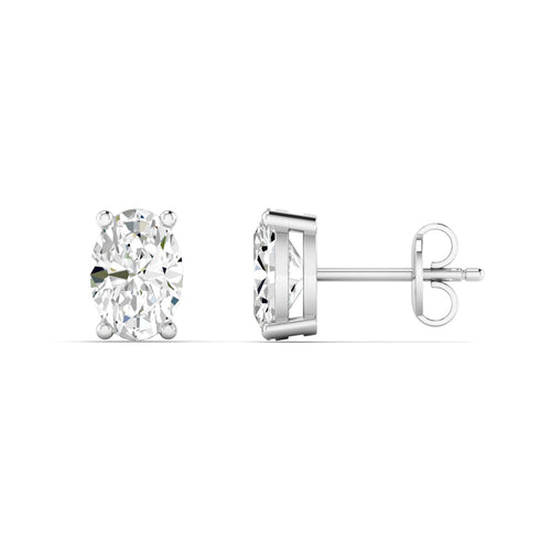 14 Karat Lab Grown Oval 4 Prong Earrings (F+ Color-VS+ Clarity