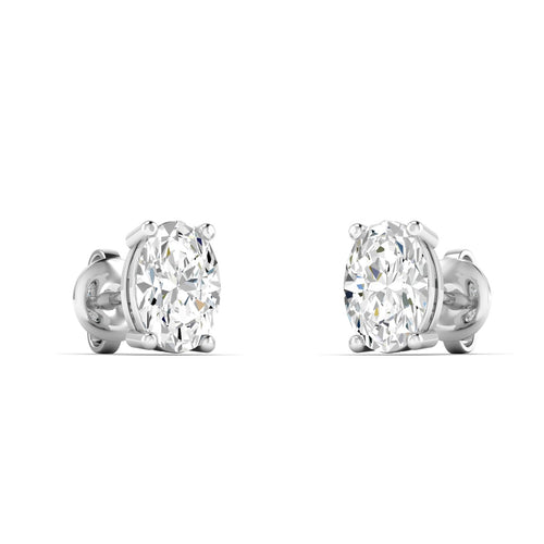 14 Karat Lab Grown Oval 4 Prong Earrings (F+ Color-VS+ Clarity