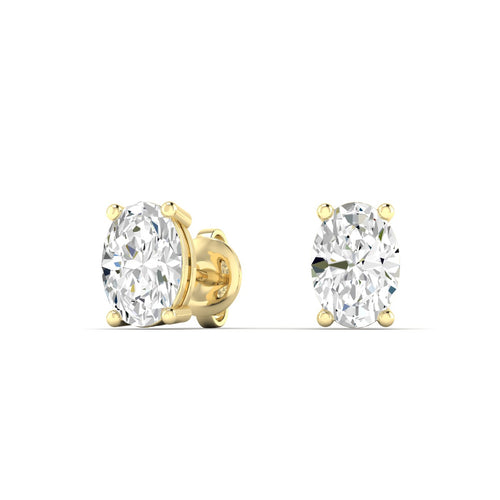 14 Karat Lab Grown Oval 4 Prong Earrings (F+ Color-VS+ Clarity