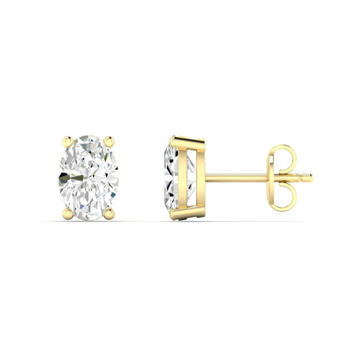 14 Karat Lab Grown Oval 4 Prong Earrings (F+ Color-VS+ Clarity