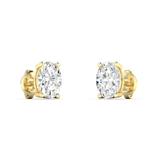 14 Karat Lab Grown Oval 4 Prong Earrings (F+ Color-VS+ Clarity