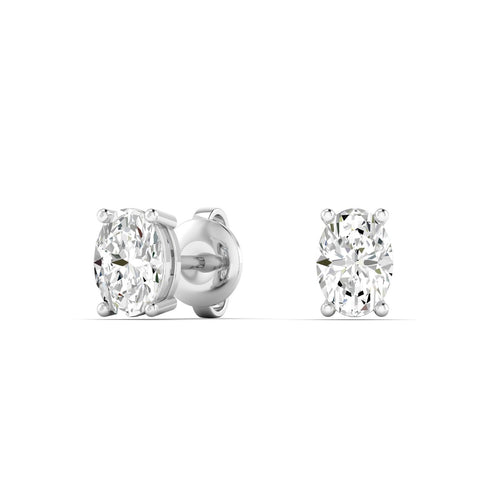 14 Karat Lab Grown Oval 4 Prong Earrings (F+ Color-VS+ Clarity