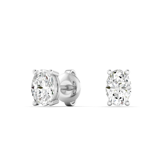 14 Karat Lab Grown Oval 4 Prong Earrings (F+ Color-VS+ Clarity