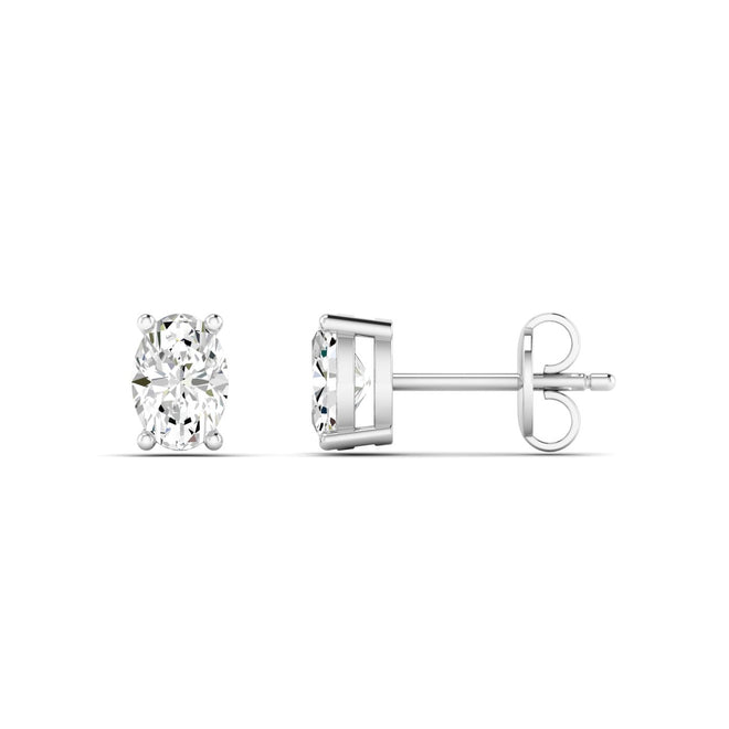 14 Karat Lab Grown Oval 4 Prong Earrings (F+ Color-VS+ Clarity