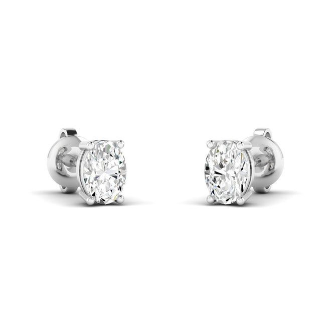 14 Karat Lab Grown Oval 4 Prong Earrings (F+ Color-VS+ Clarity
