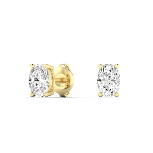 14 Karat Lab Grown Oval 4 Prong Earrings (F+ Color-VS+ Clarity