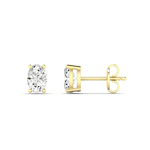 14 Karat Lab Grown Oval 4 Prong Earrings (F+ Color-VS+ Clarity