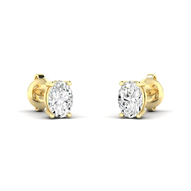 14 Karat Lab Grown Oval 4 Prong Earrings (F+ Color-VS+ Clarity