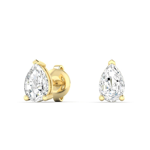 14 Karat Lab Grown Pear-Shape 4 Prong Diamond Earring(F+Color-VS+Clarity)