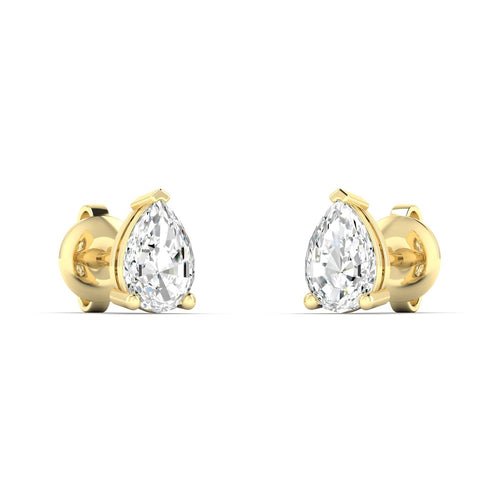 14 Karat Lab Grown Pear-Shape 4 Prong Diamond Earring(F+Color-VS+Clarity)