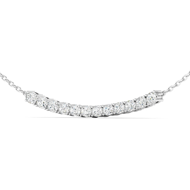 14 Karat Lab Grown Oval Diamond Bar Necklace (2.00 TCW F+-Color VS+-Clarity)