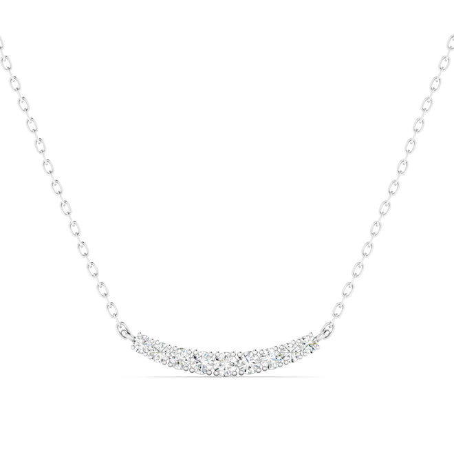 Lab Grown Round Graduated Diamond Bar Necklace (1.00 TCW F+ Color VS+ Clarity)