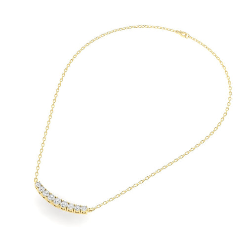 14 Karat Lab Grown Round Graduated Diamond Bar Necklace (1.00 TCW F+ Color VS+ Clarity)
