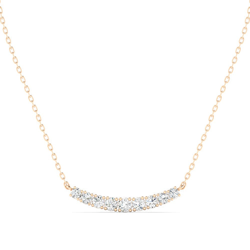 Lab Grown Round Graduated Diamond Bar Necklace (1.00 TCW F+ Color VS+ Clarity)