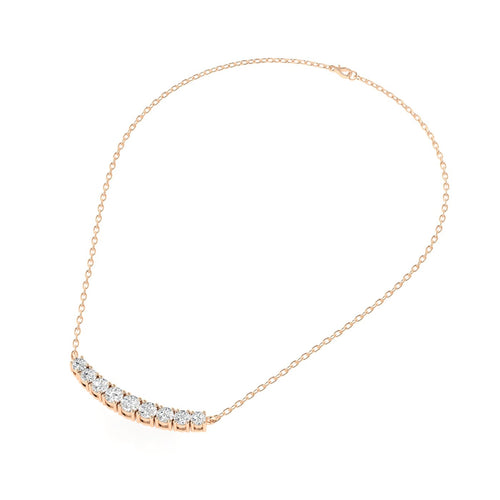 Lab Grown Round Graduated Diamond Bar Necklace (1.00 TCW F+ Color VS+ Clarity)