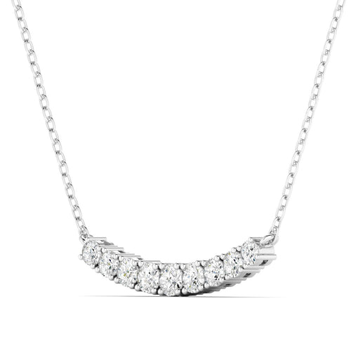 Lab Grown Round Graduated Diamond Bar Necklace (1.00 TCW F+ Color VS+ Clarity)