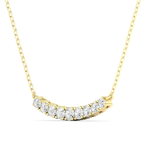 Lab Grown Round Graduated Diamond Bar Necklace (1.00 TCW F+ Color VS+ Clarity)