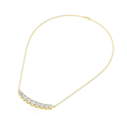 Lab Grown Round Graduated Diamond Bar Necklace (1.00 TCW F+ Color VS+ Clarity)