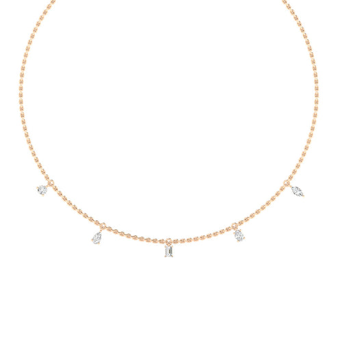 14 Karat Multi-Shape Lab Grown Necklace (1.00 Carat Total Weight F Color -VS Clarity)