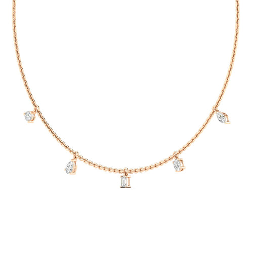 14 Karat Multi-Shape Lab Grown Necklace (1.00 Carat Total Weight F Color -VS Clarity)