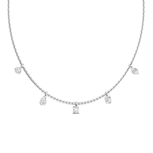 14 Karat Multi-Shape Lab Grown Necklace (1.00 Carat Total Weight F Color -VS Clarity)